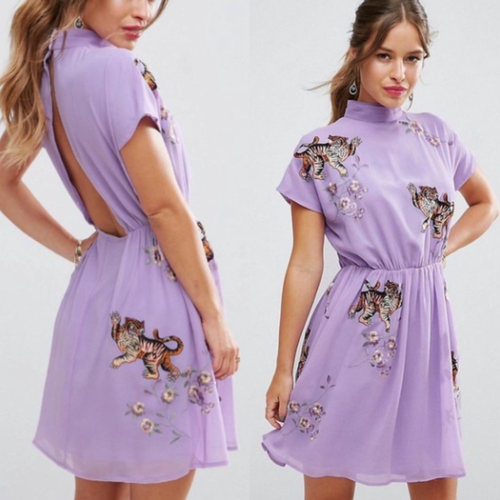 COPY - ASOS Premium Open Back Tiger Tea Mini Dress 10